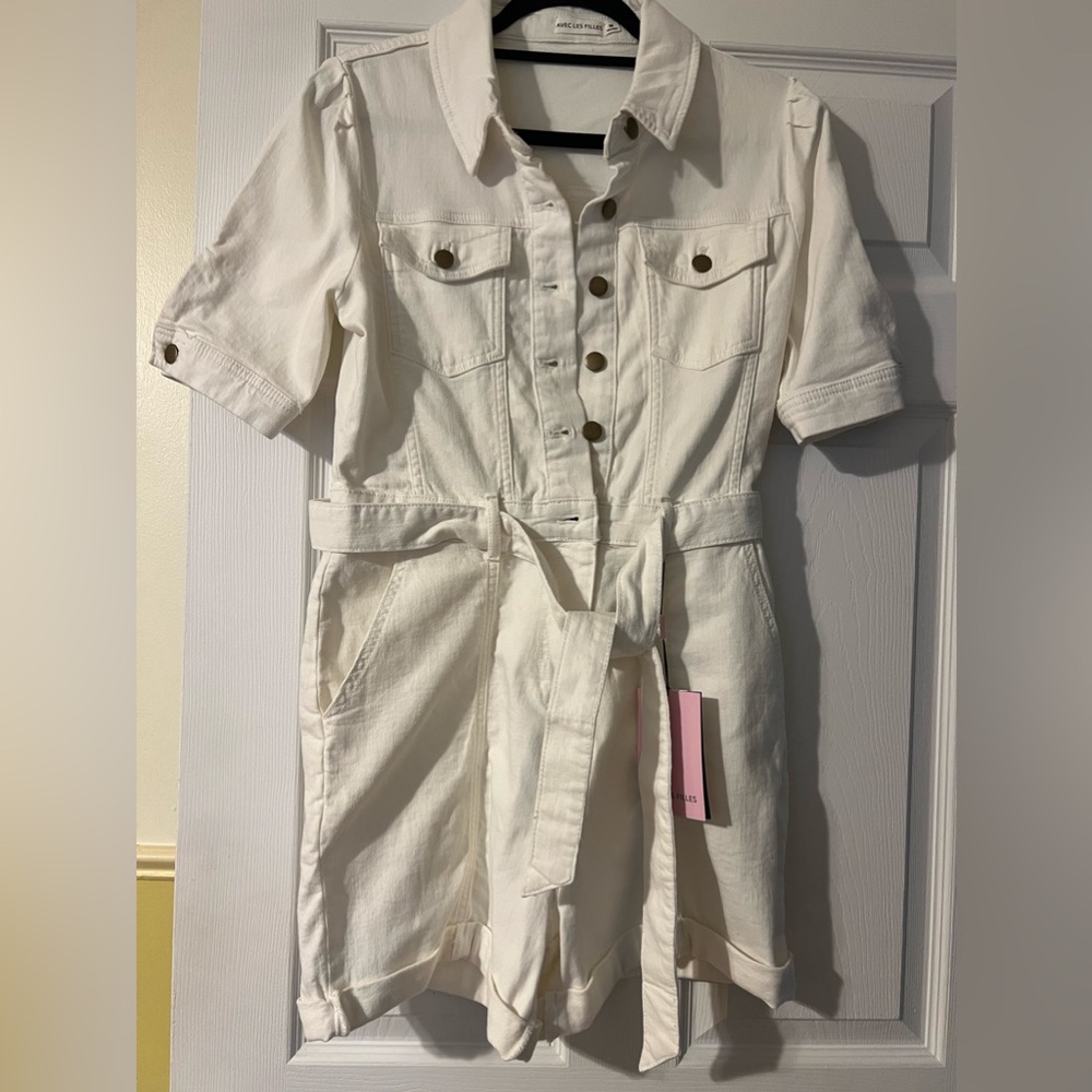 NWT Aves Les Filles Denim Romper